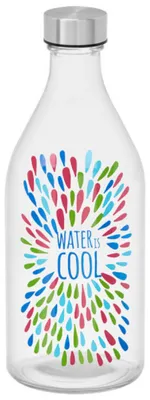 Produktbild von Vivalto Wasserflasche / Trinkflasche Sommer - Glas - transparent - mit Edelstahldeckel - 1000 ml