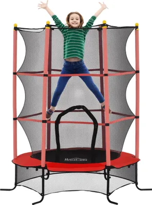 Produktbild von HOMCOM Kinder Trampolin Ø163 cm, Trampolin für Kinder 3-10 Jahre, Rot