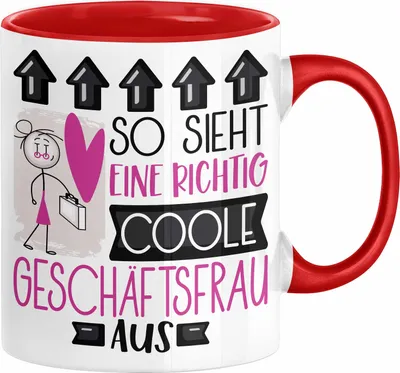 Produktbild von Geschäftsfrau Geschenk Tasse Lustig Geschenkidee für Geschäftsfrau Geburtstag So Sieht Eine Richtig Coole Geschäftsfrau Aus Frauen Spruch (Rot)
