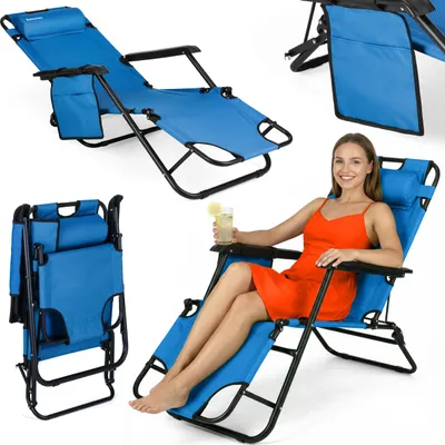 Produktbild von Outtec® Klappbare Gartensessel Sonnenliege - bis 150 kg - Liegestuhl Klappliege Gartenliege Rückenlehne Campingstuhl Strandsessel Strandstuhl