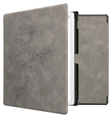 Produktbild von kwmobile Schutzhülle für Amazon Kindle Scribe 11" (2025) Hülle - eReader Case aus Kunstleder mit Auto Sleep Funktion - Magnolien mit Grau