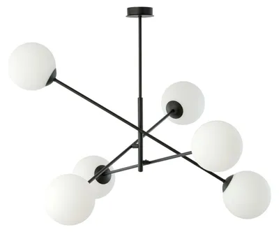 Produktbild von Pendelleuchte Linear aus mattschwarzem Stahl und Opalglas