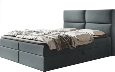 Produktbild von Boxspringbett LIZBONA mit 2 Bettkästen, Polsterbett Maße: 160x200, Farbe: Dunkelgrau, Velourstoff, Doppelbett mit Bonell-Matratze