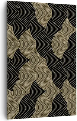 Produktbild von Bild auf Leinwand - Leinwandbild - Einteilig - Schwarz und Gold Kreise Grafiken - 80x120cm - Wand Bild - Wandbilder - Leinwanddruck - Wanddekoration - Leinwand bilder - Wandbild - PA80x120-4880