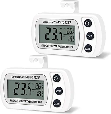 Produktbild von Kühlschrank Thermometer wasserdicht digitaler Gefrierraum 2 Teile Haken LCD Display MAX MIN FUNKTION WEISS