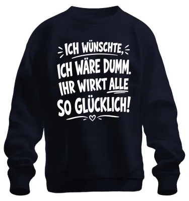 Zdjęcie produktu dla "Chciałbym być głupi" - bluza z nadrukiem, sarkazm, granatowa, rozmiar M