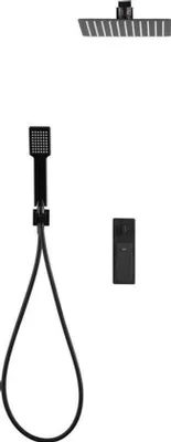 Image de Doucheset - Finition en acier inoxydable noir mat - Douche de pluie de 25 cm et douchette à main
