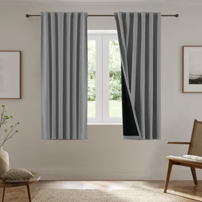Obrázok produktu pre Omgoods – 100% zvukotesné závesy, 137 x 117 cm, sivé (odtieň: "duifgrijs")