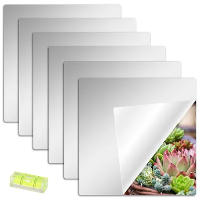 Image de Miroirs carrelage autocollants - Feuille de miroir - Acrylique - 30 x 30 cm - 6 pièces
