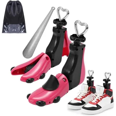 Image de Écarteurs de chaussures réglables pour femmes et hommes, pour pieds larges, couleur rouge et rose, lot de 2 (taille 37-43)