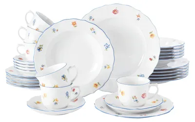 Produktbild von Seltmann Weiden Sonate Kombiservice 30-teilig Nostalgie, 6 Person(en), Porzellan, Weiß, Sonate, Rund, 26 cm