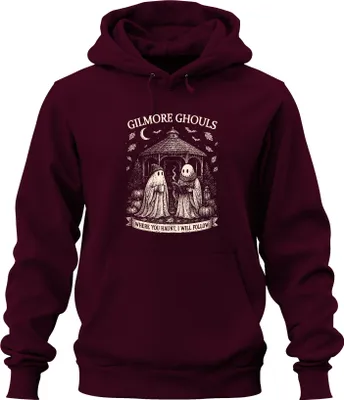 Obrázek produktu pro Gilmore Ghouls where you haunt I will follow Geister Halloween Kürbis Uni Hoodie Kapuzenpullover, Burgundy, L