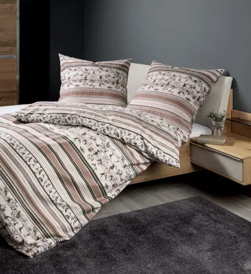 Produktbild von Janine Design Feinbiber-Bettwäsche-Garnitur DAVOS 65177 Farbe beige braun Größe 135x200+80x80