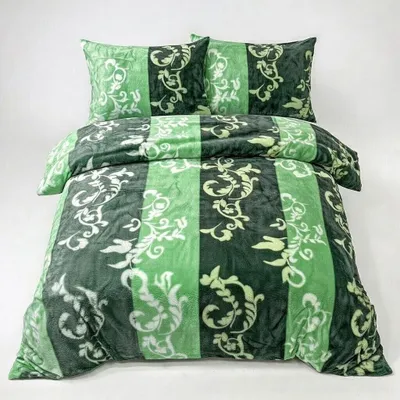 Produktbild von Fleece Bettwäsche Flausch 135x200 80x80cm Ornamente Grün: 2tlg.