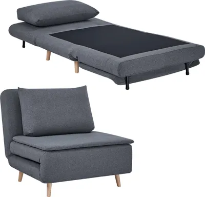 Productafbeelding van HOMCOM 3-in-1 slaapstoel met bedfunctie, verstelbare rugleuning, grijs