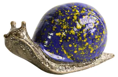 Produktbild von Gartenfigur Schnecke aus Keramik blau Dekofigur Gartendeko Gartendekoration
