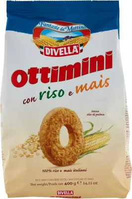 Produktbild von Divella Ottimini Kekse mit Reis und Mais, 400g