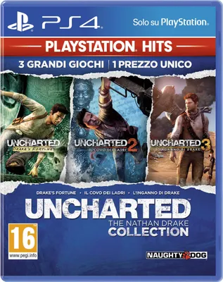 Collage of game cover art for Uncharted: The Nathan Drake Collection on PlayStation 4.