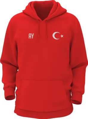 Produktbild von Hoodie TÜRKEI Rot Gr. 3XL Kapuzenpulli Sweatshirt mit Druck (Name, Nummer oder Initialen)