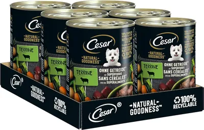 Produktbild von Cesar Natural Goodness Nassfutter für Hunde, Lamm und Gemüse 6 x 400g