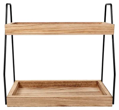 Produktbild von Multifunktionales Küchenregal aus Holz und Eisen – Stabiles Gewürzregal und Badezimmeraufbewahrung – Platzsparendes Eckregal für die Arbeitsplatte