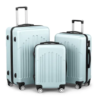 Produktbild von FCH Koffer-Set 3-tlg. ABS+PC Hartschale, 360° Rollen, Teleskopgriff, Minzgrün