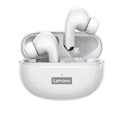 Zdjęcie produktu dla Bezprzewodowe słuchawki Lenovo LP5 TWS, Bluetooth 5.3, wodoodporne, dźwięk HD, redukcja szumów, białe