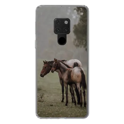 Produktbild von MuchoWow® Handyhülle Schutzhülle Hülle für Huawei P40 Lite Pferde - Natur - Nebel Silikon Softcase Handy Hülle - Handy