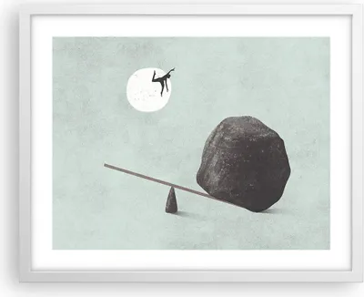 Produktbild von Gerahmtes Poster - Weißer Rahmen - Stein Hebel Physik - 50x40 cm - Wand Bild - Wanddeko - Wandbilder - Kunstposter - Wandposter - Bilderrahmen - Bilder - Kunstdruck - Wanddekoration - P2WAA50x40-4755