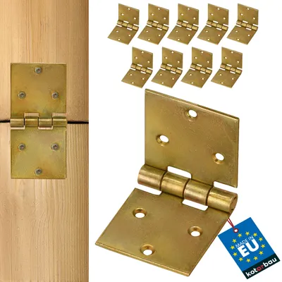Produktbild von KOTARBAU® Kistenband 100 x 50 mm 10 St. Scharnier Gerollte Tischband Möbelscharnier Verzinkt Gelb Torband Möbelband Türscharnier 2 Flügel