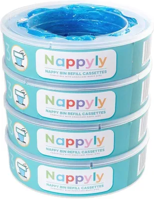 Produktbild von Famanu Nachfüllkassetten für Windeleimer - 4er-Pack - Kompatibel mit AngelCare und Litter Locker - 7-lagige Beutel für zusätzliche Geruchskontrolle