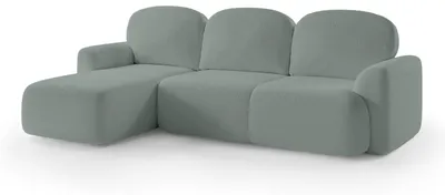 Immagine prodotto di Divano angolare con funzione letto e spazio contenitivo, modello Bulu, lato sinistro, colore "Nebbia Oceanica"