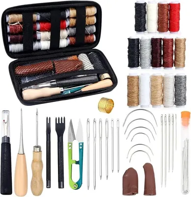 Imagen del producto de 1 Juego de costura, kits multifuncionales de accesorios para coser que incluyen hilo de colores, agujas y tijeras, kit de costura portátil para uso doméstico o de viaje ()