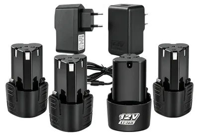 Image de Batterie lithium-ion rechargeable, capacité de 4000 mAh, compatibilité étendue, chargeur pour 4 batteries