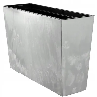 Image de Pot de fleurs - Bac à plantes haut - Avec insert - 19 x 56 cm - Gris aspect béton