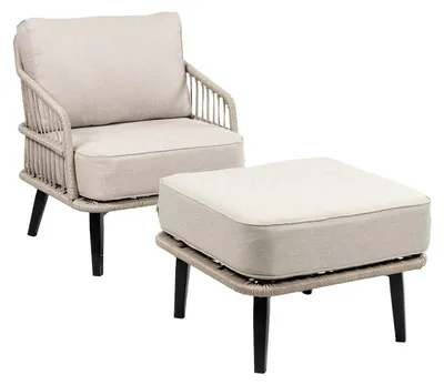 Produktbild von Loungesessel mit Hocker | Isabel | Rope | Sand