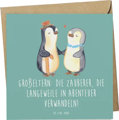 Produktbild von Mr. & Mrs. Panda Glückwunschkarte Großeltern Zauberer - Meeresbrise - Geschenk, Dankeschön, Klappkarte, Geschichten, doppelkarte, Enkelkinder, faltkarte, Familie