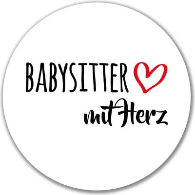 Produktbild von Huuraa Aufkleber Babysitter mit Herz 10cm rund Sticker Geschenkidee
