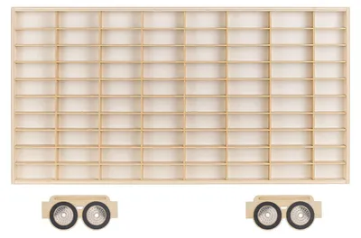 Produktbild von ArtTwist Trailer für Modellauto Vitrine | Hot Wheels Aufbewahrung zu 80 Fächen | Sammlervitrine Hängend 78,5cm x 40cm x 4cm | Setzkasten Holz für Wanddeko und Organisation (Amerika)