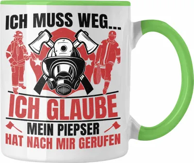 Produktbild von Trendation - Feuerwehr Spruch Geschenk Tasse Feuerwehrmann Geschenkidee Lustig Männer (Grün)