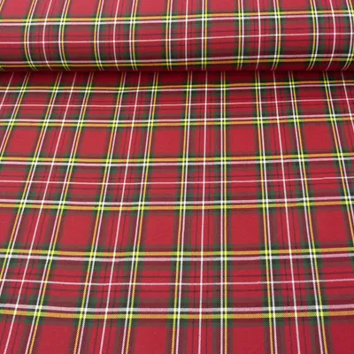 Produktbild von Bekleidungsstoff Meterware Schottenkaro Kariert rot 1,5m