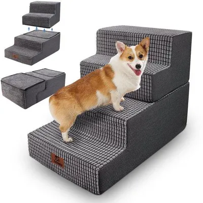 Image de Escalier pour chien, hauteur 50 cm, lavable, gris, pour chiens âgés