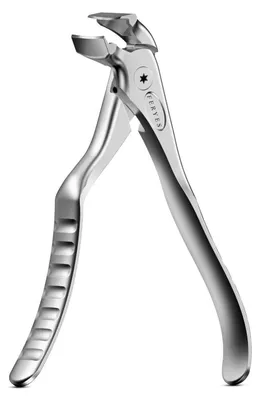 Produktbild von Ergonomischer Nagelknipser mit langem Griff und Fänger für dicke Zehennägel, abgewinkelter Kopf, Silber (Groß)