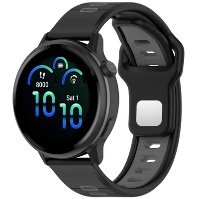 Produktbild von FFO2World 20-mm Silikon-Sportarmband – Für Samsung Galaxy Watch 7/6/5/4, Garmin Vivoactive 5/3, Forerunner 245, Venu SQ 2, Huawei – Schwarz/Grau
