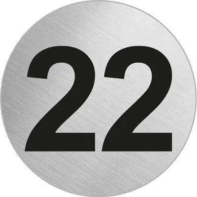 Produktbild von Türnummer Zimmernummer aus Edelstahl "22" Ø 60 mm selbstklebend