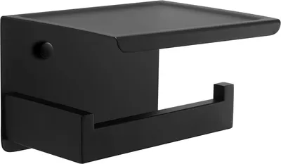 Produktbild von Selbstklebender Toilettenpapierhalter mit Ablage – Schwarz, 304 Edelstahl, mattschwarz