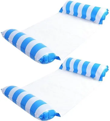 Produktbild von 2er Pack Aufblasbare, faltbare Wasserhängematte mit Netzsitz und Kopfstütze aus Premium Nylon