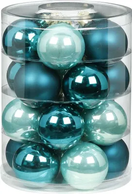 Produktbild von Weihnachtskugeln Glas 6cm, 20 Stück, Farbe:Green Emerald ( mint dunkel türkis meerblau )