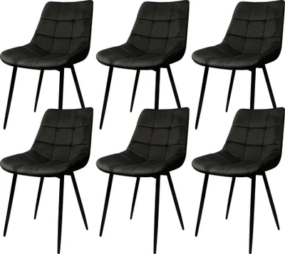 Produktbild von DazHom, 6 Esszimmerstühle Samt Schwarz mit Rückenlehne, Modern, Bodenschonend mit Anti-Rutsch-Pads