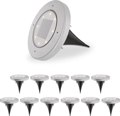 Produktbild von hoftronic Solar Bodeneinbaustrahler 12x 8 LEDs 3000K IP65 Edelstahl